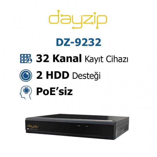 Dayzip DZ-9232 32 kanal 12MP AI NVR güvenlik kayıt cihazı